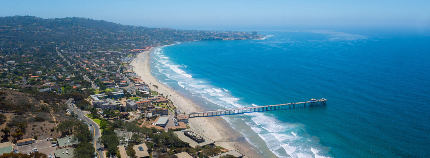 Aerial view of Scripps Institute of Oceanography and La Jolla coastline